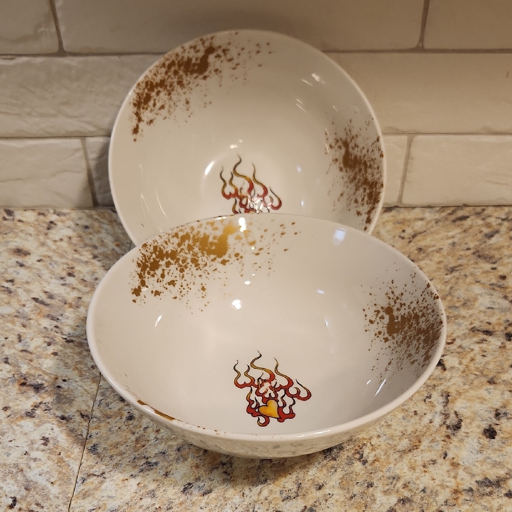 Ed Hardy Soup/Cereal Bowls Set Of 2